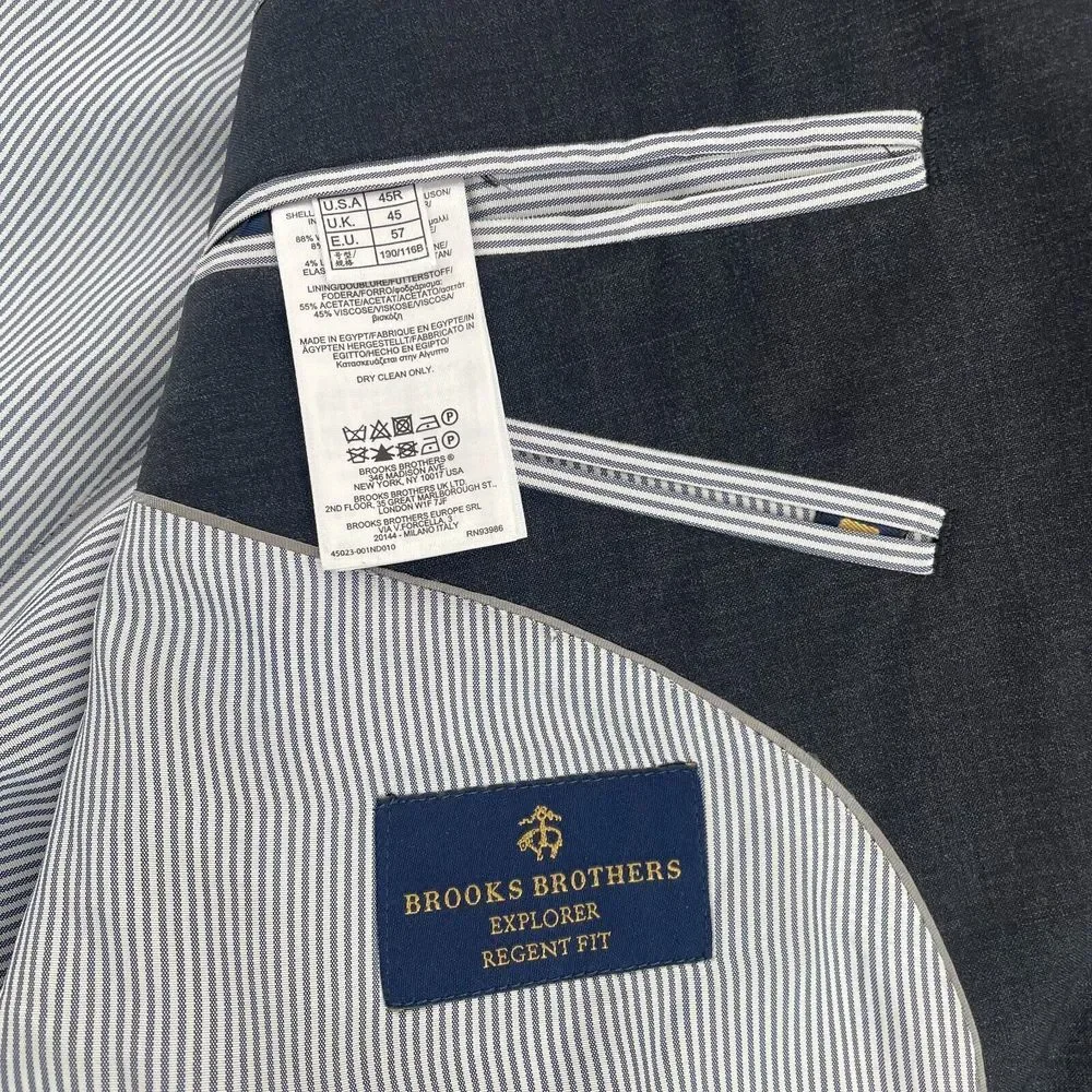 Brooks Brothers Sport Coat Blazer Jacket‎ Men 45R Grey Explorer Regent Fit Wool